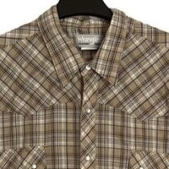 Wrangler Wrancher Shirt Mens Size 3X Brown Short Sleeve Pearl Snap Collar - Picture 3 of 7